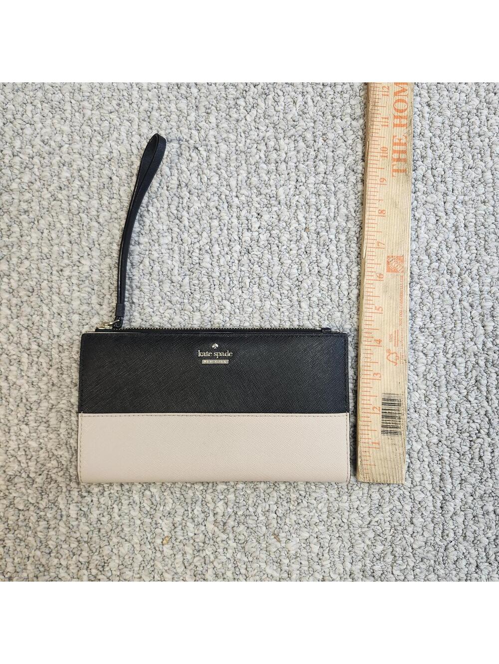 Kate Spade Black and Beige Leather Wristlet Wallet - Picture 6 of 8